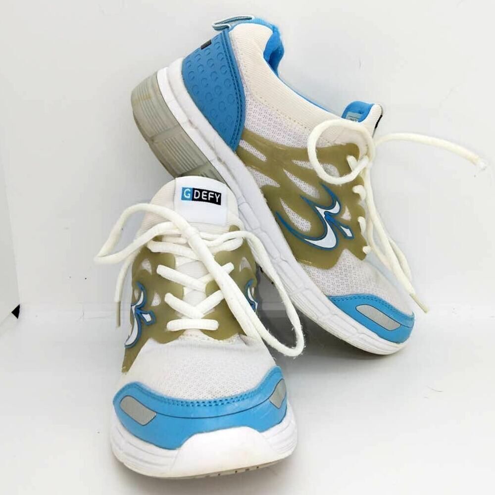 Gravity Defyer Verso Shock Womens Pre-owned White w/Blue & Gold Sneakers - sz. 7